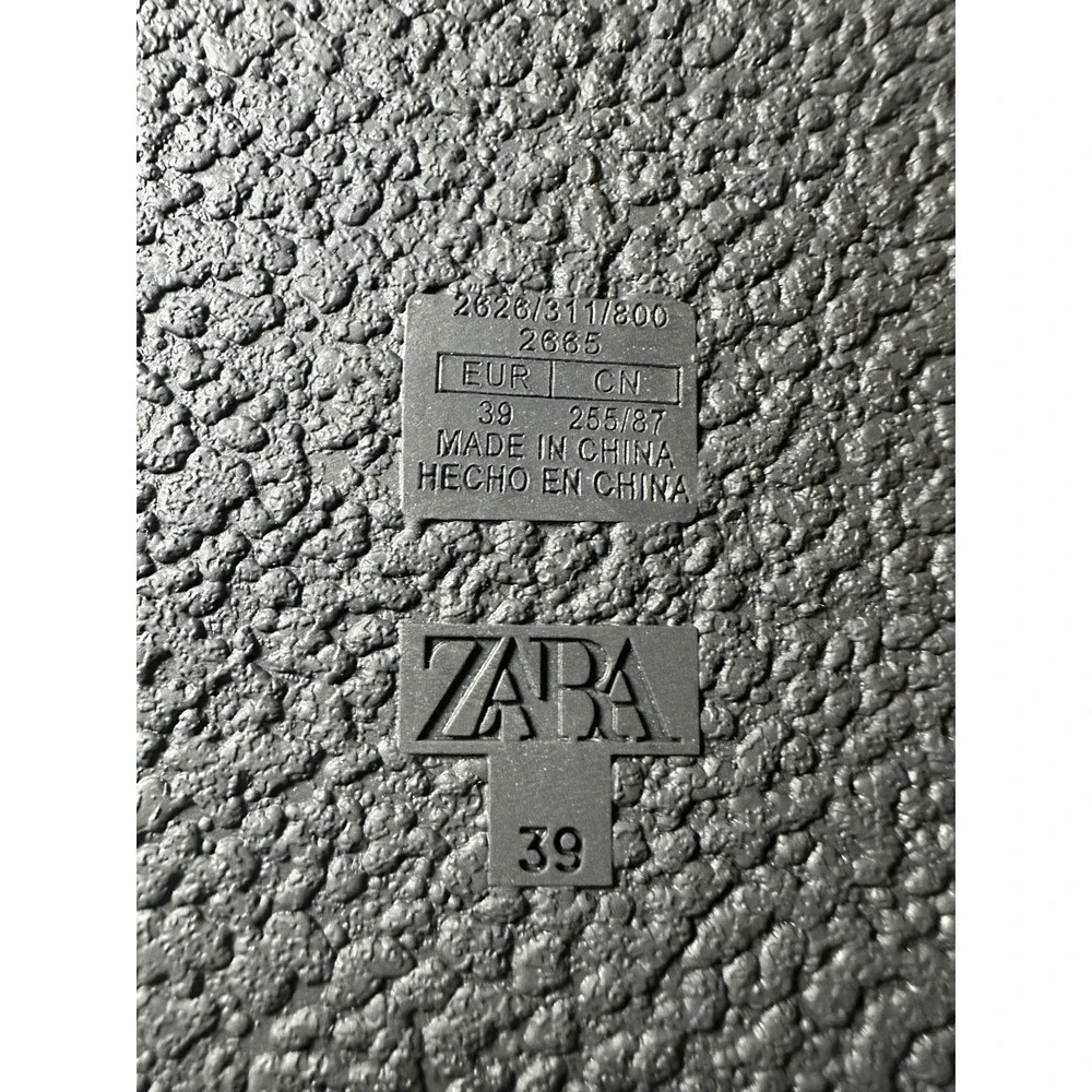 ZARA *NEW* Black‎ Satin Rhinestone Slides Slip On Flat Sandals Women EU 39 US 8 - Picture 7 of 8